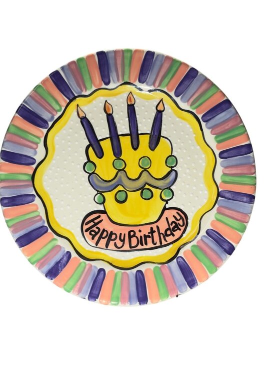 Kristi McCartly Other - Happy Birthday Plate By Kristi McCartly Hand-Painted Ceramic 12.25" . Multicolor